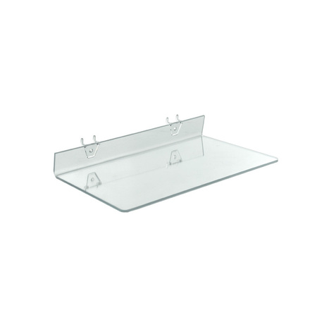 AZAR DISPLAYS 16"W x 8"D Clear Acrylic Shelf for Pegboard and Slatwall, PK4 556014